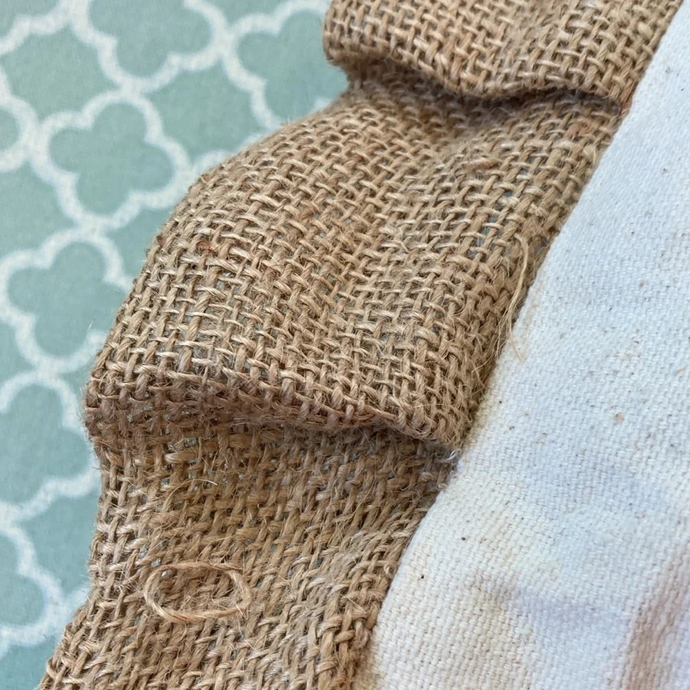 Glory Haus Rabbit Blessed Burlap Pleated Ruffle Trim Pillow